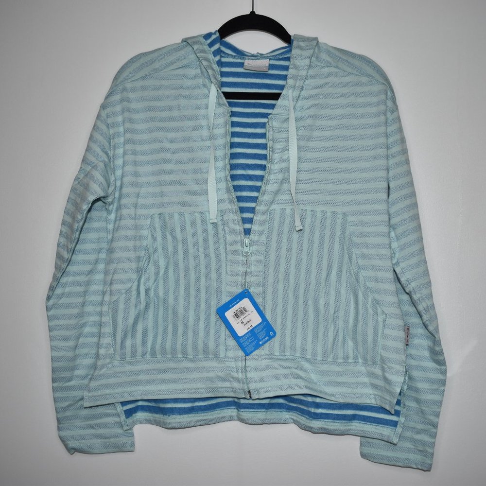 Columbia Women's New Medium Melody Spring Full Zip-Up Striped Jacket Hoodie $75